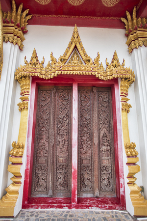 Thai style temple doorの写真素材