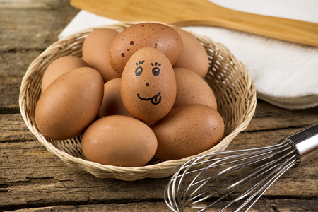 eggs in basketの写真素材