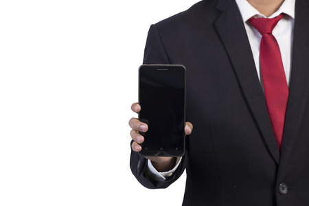 businessman  using mobile smart phone on white backgroundの写真素材