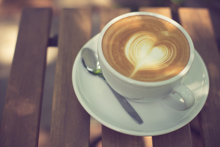 Latte Art coffee vintage colorの写真素材