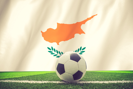 Cyprus flag and soccer ball vintage colorの写真素材