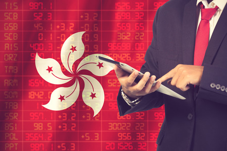 concept of hong kong stock exchange.Vintage Colorの写真素材