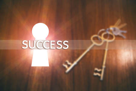 The Key to Success. Key on a wooden background.