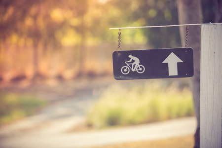 Bicycle sign, Bicycle Lane.Vintage colorの写真素材