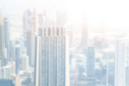Abstract blur city estate buildings in morning view background. Cityscape skyline from top office...