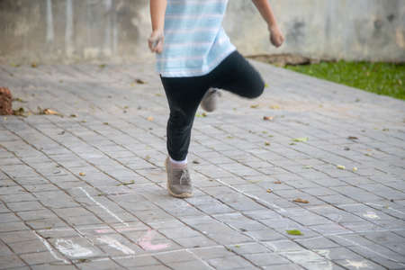 girl on the hopscotchの写真素材