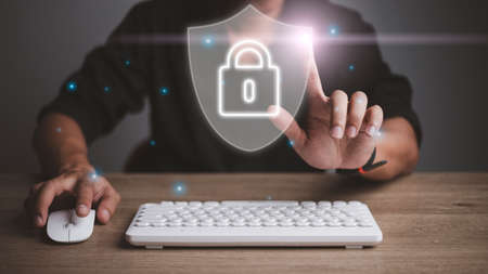 Protection network security computer and safe your data concept. Digital crime by an anonymous...