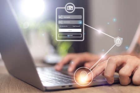 cyber security concept, Login, User, identification information security and encryption, secure access to user's personal information, secure Internet access, cybersecurity.の写真素材