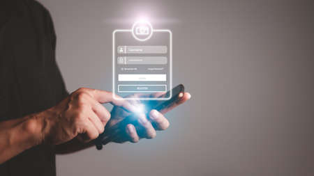 cyber security concept, Login, User, identification information security and encryption, secure access to user's personal information, secure Internet access, cybersecurity.の写真素材