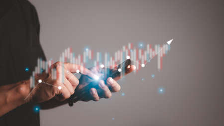 planning and strategy, Stock market, Business growth, progress or success concept. Hand of...