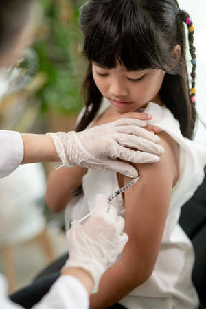 vaccination of children. An injection. Selective focus.