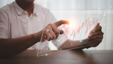 business finance technology and investment concept. Stock Market Investments Funds and Digital...