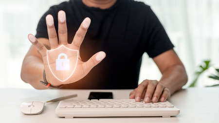Concept of cyber security, information security and encryption, secure access to user's personal...
