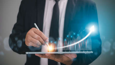 Stock Market Investments Funds and Digital Assets. businessman analyzing forex trading graph...