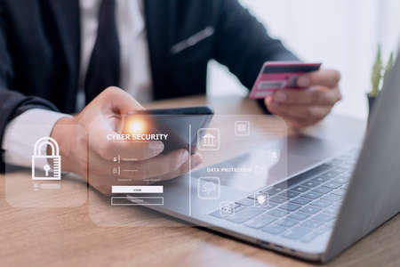 cybersecurity concept, user privacy security and encryption, secure internet access Future technology and cybernetics, screen padlock.の写真素材