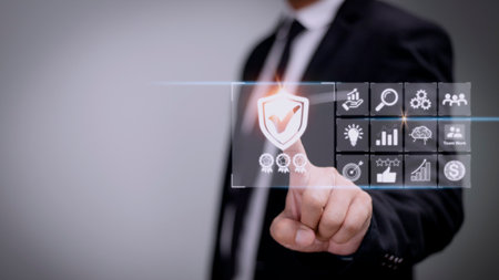 Quality assurance standard and certification. Certified internet businesses and services. Compliance to international guarantee. Concept for QA management and ISO certification organization serviceの写真素材