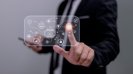 Cloud Computer technology and storage online for computer business network ideas connected to...