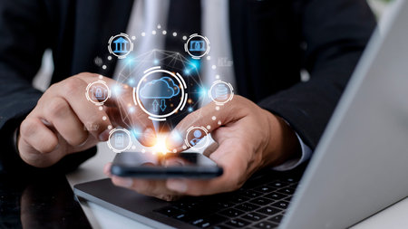 Cloud computing is a type of technology that allows you to store Storage of information. Concept of...