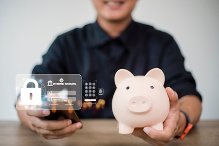 People use internet banking on smartphones.