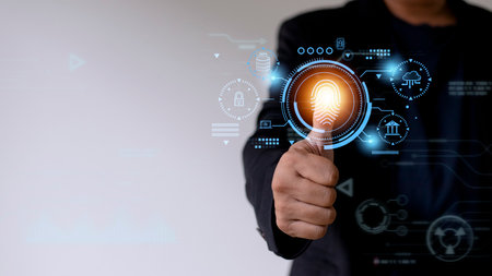 Security of future technology and Cybernetics on the Internet, finger scanning allows access to...