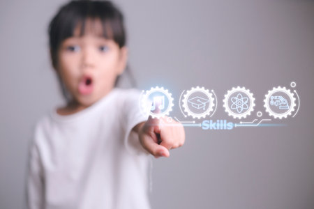 Asian smart kids girl explore skills to become geniuses. Creative Thinking,の写真素材