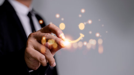 The consumer answered the survey in a conceptual way. Customer creates a happy face smiling symbol using a digital pen. The notion of customer happiness and service experience.の写真素材