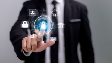 Cyber Protection Data Security Internet Privacy Internet technology concept on virtual screen.の写真素材