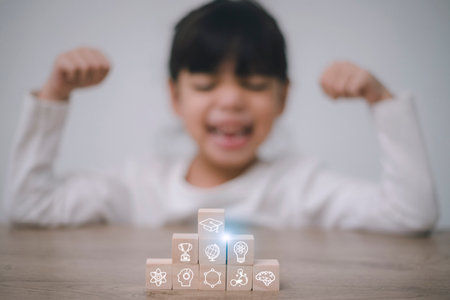 Asian smart kids girl explore skills to become geniuses.の写真素材