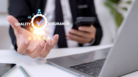 Quality Assurance Service Guarantee Standard Internet Business Technology Concept.の写真素材