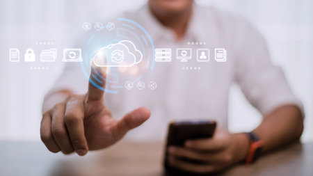 Cloud technology concept. Computing data storage. Software infrastructure.の写真素材