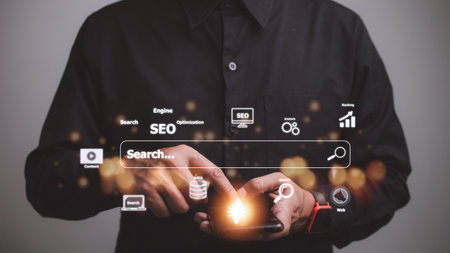 SEO. Search Engine optimization. Digital online marketing andInetrmet technology concept.の写真素材