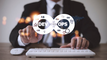 DevOps Methodology Development Operations agil programming technology concept.の写真素材