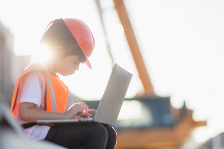 Asian little girl future engineersの写真素材