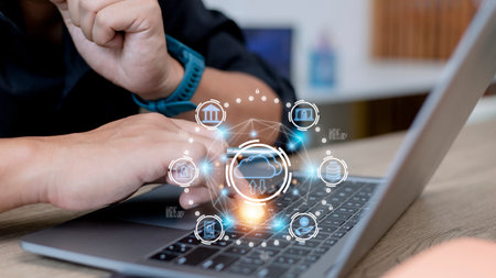 Cloud computing is a type of technology that allows you to store Storage of information. Concept of...