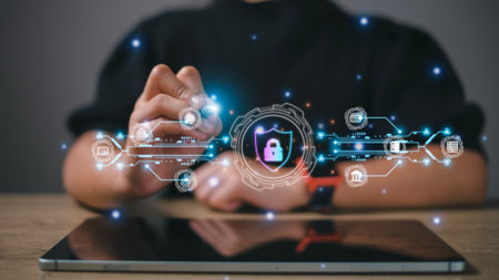Business concept, technology, internet security, internet Cybersecurity engineers are working on protecting networks from cyber attacks from hackers on the Internet. Secure access to online privacy anの写真素材
