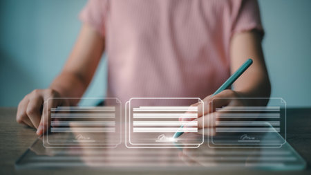 Online business contract Electronic signature, e-signing, digital document management, paperless office, signing business contract concept.の写真素材