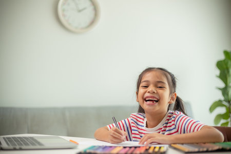 Asian child students back to school doing homework to learn new ideas think. Education concept.の写真素材