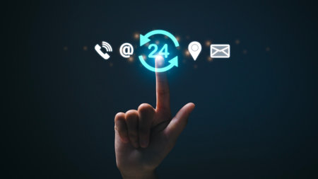 Consulting customers who contact us, call center service, customer consulting service, email, hotline, business contact, digital online business, digital service. Contact us concept.の写真素材