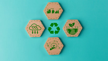 ESG concept of environmental. ESG or environmental social governance. The company developed a nature conservation strategy, green energy, clean energyの写真素材