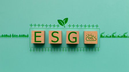 ESG wording on wooden cube block for sustainable organization development and corporation of Environment Social Governance concept.の写真素材