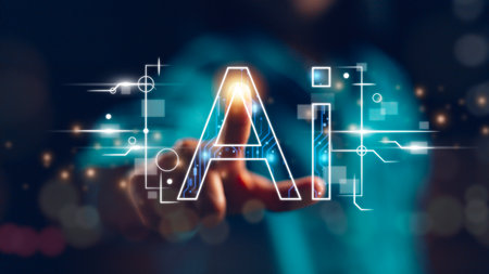 The user uses tools AI. technology smart robot science and artificial intelligence technology, and innovation futuristic and global connection for providing access to information and data online network,の写真素材