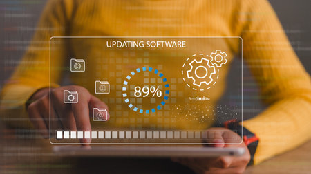 Installing update process. Software updates or operating system upgrades to keep your device up to...