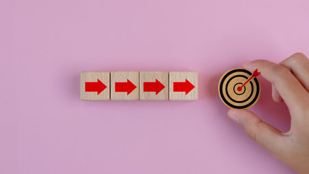 Target goal and arrow sign on background, Successful project plan, Business strategy planning management, Business goal, Innovation and inspiration for creativity idea thinkingの写真素材