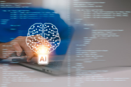 AI or Artificial intelligence concept. Businessmen using computers use AI to help businesses and...
