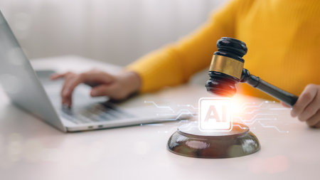 Jurisprudence and ban artificial intelligence. AI ethics or AI Law concept. Developing AI codes of...