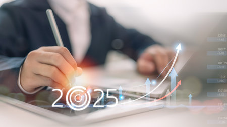 2025 business finance technology and investment concept. Stock Market Investments Funds and Digital...
