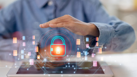 cyber security concept, Login, User, identification information security and encryption, secure Internet access, secure access to user's personal information,の写真素材