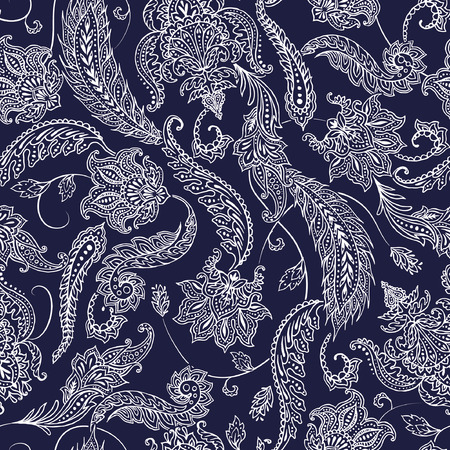 Paisley floral seamless pattern in indian styleのイラスト素材