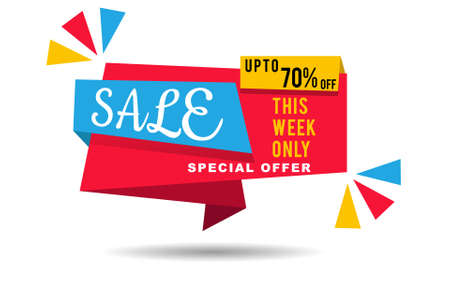 special offer sale banner origami style -70 off this week only.のイラスト素材
