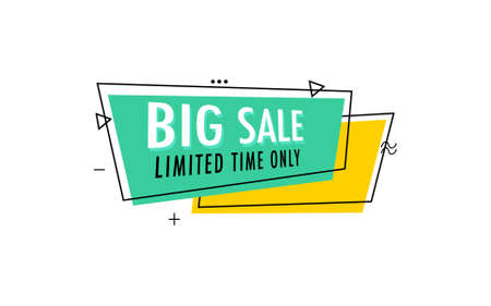 sale banner special offer green and yellow geometric origami style sale banner.のイラスト素材